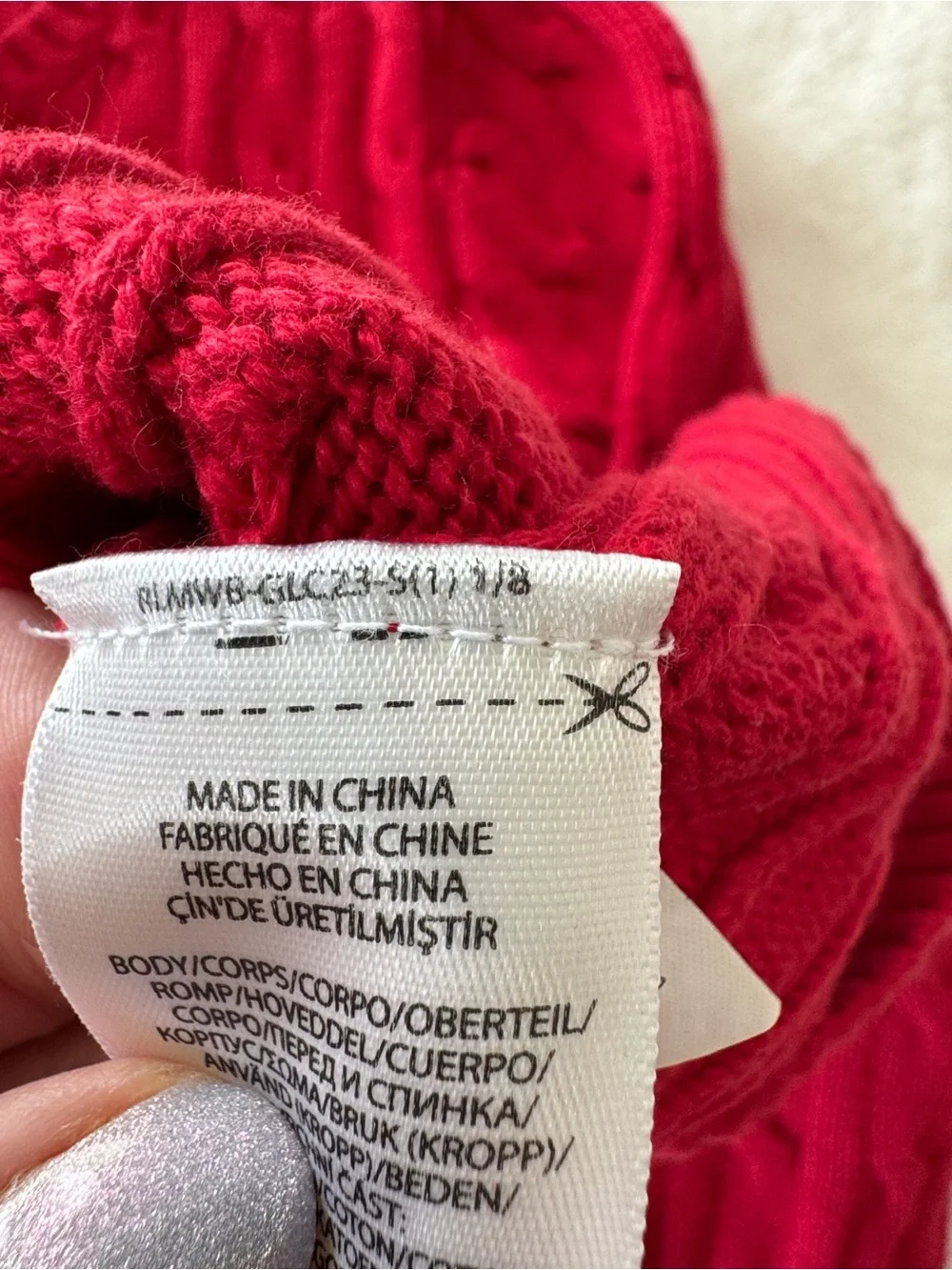 Ralph Lauren polo red knit crewneck long sleeve sweater size small (7/8)